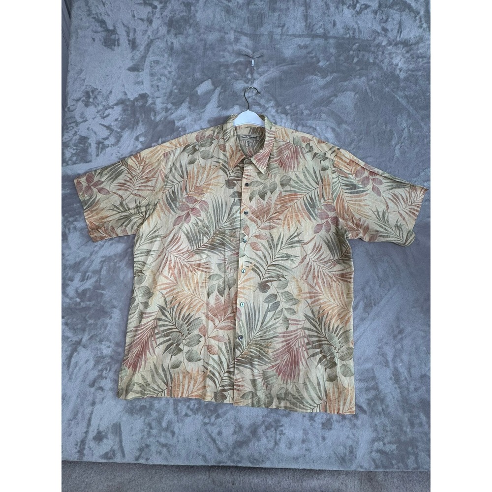 Tori Richard Mens 2XL Cotton Hawaiian Shirt Tropical Leaf Print Short Sleeve